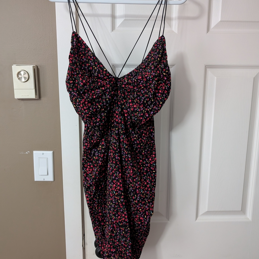 H&M Black Floral Mini Dress